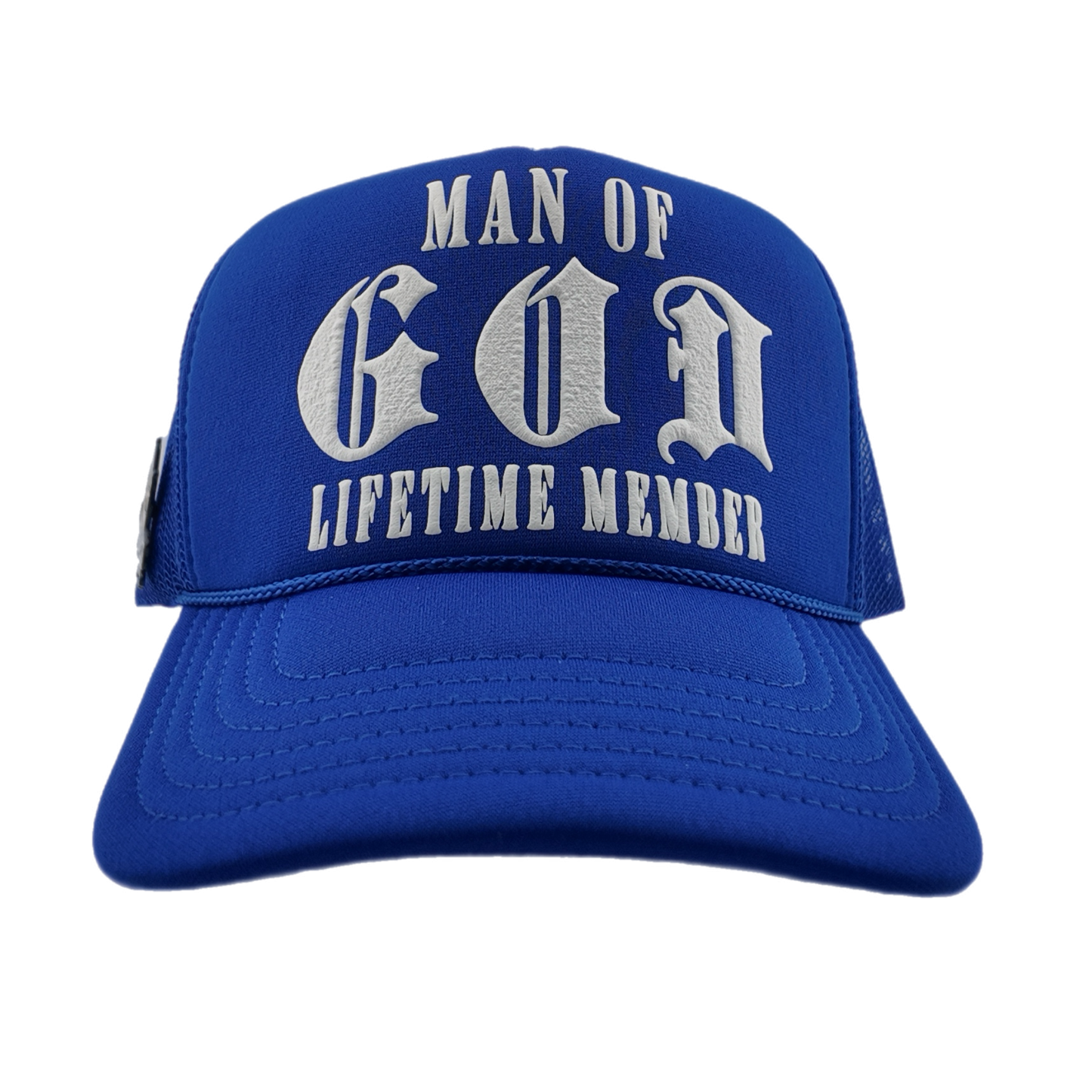 Man of God (Lifetime Member) Puff Print Trucker-Royal Blue, Snapback