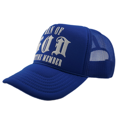 Man of God (Lifetime Member) Puff Print Trucker-Royal Blue, Snapback