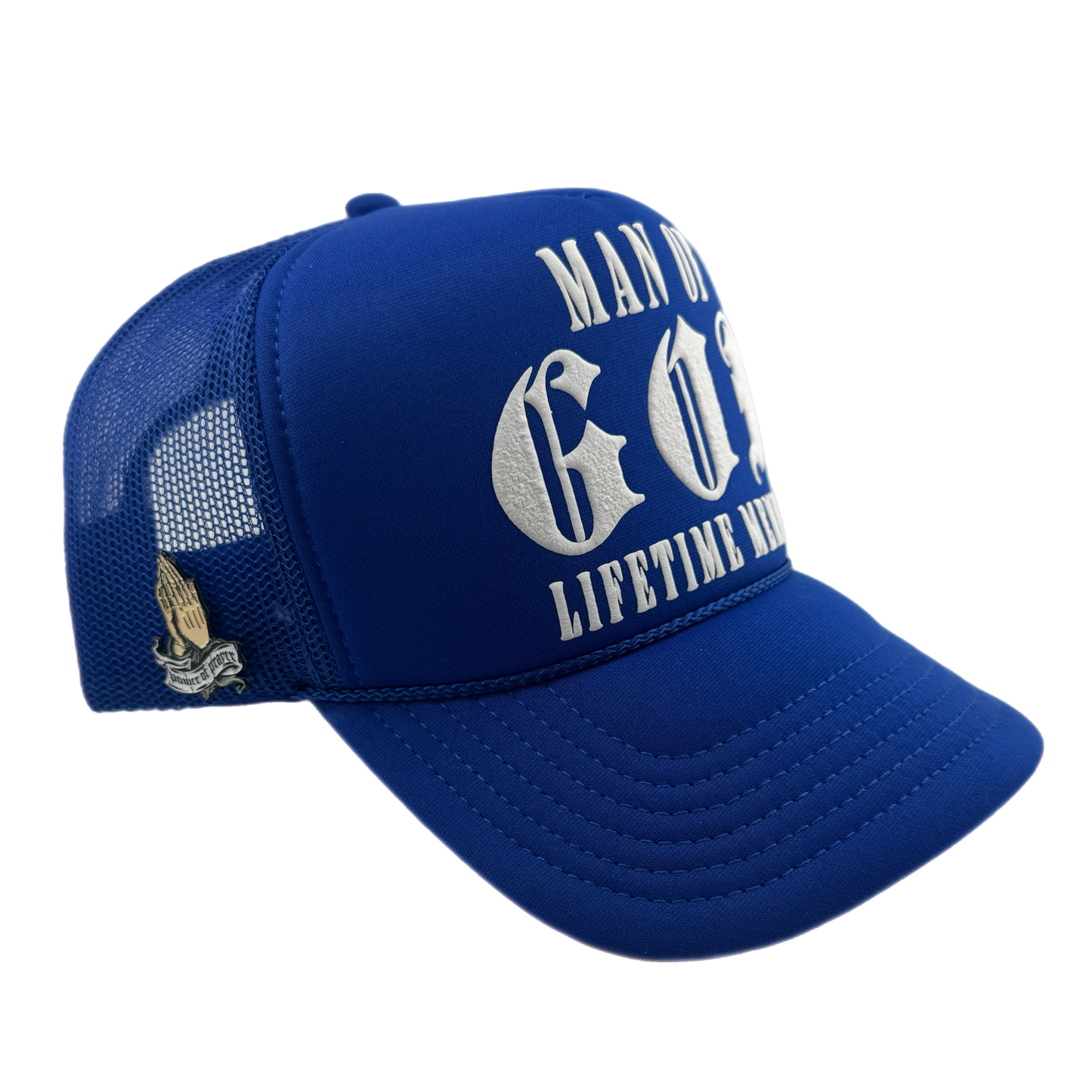 Man of God (Lifetime Member) Puff Print Trucker-Royal Blue, Snapback