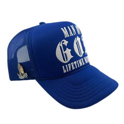 Man of God (Lifetime Member) Puff Print Trucker-Royal Blue, Snapback