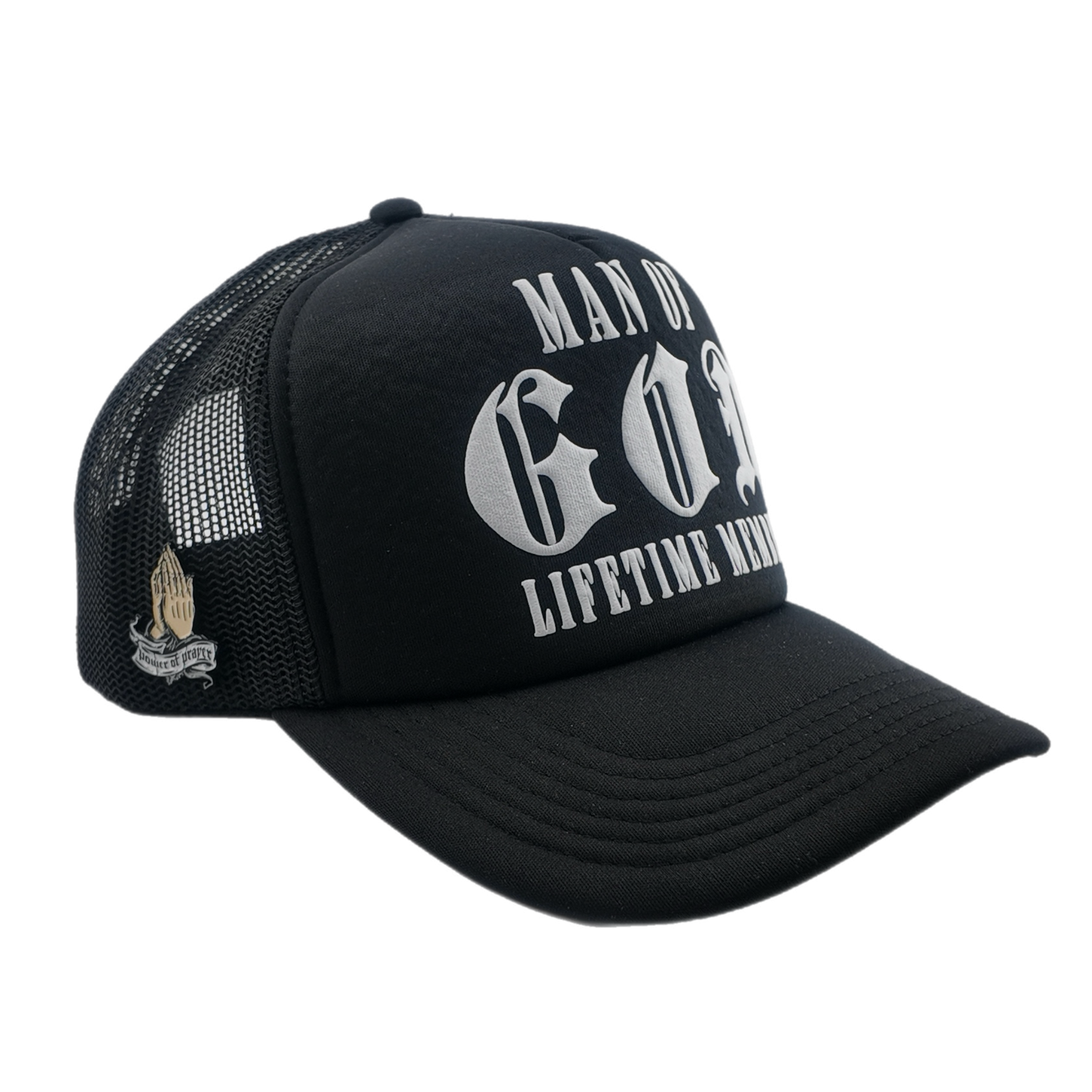 Man of God (Lifetime Member) Puff Print Trucker-Black, Snapback