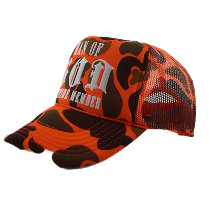 Man of God (Lifetime Member) Puff Print Trucker-Orange Camo, Snapback