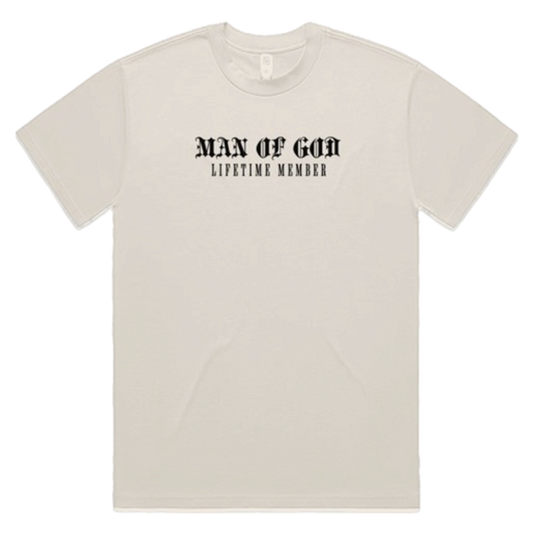 Reserve District, Embroidered Man Of God-Heavy Oversized Tee, Cream