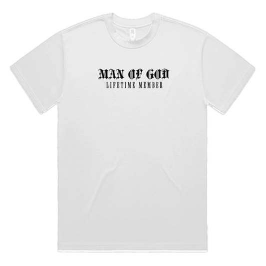 Reserve District, Embroidered Man Of God- Heavy Oversized Tee, White