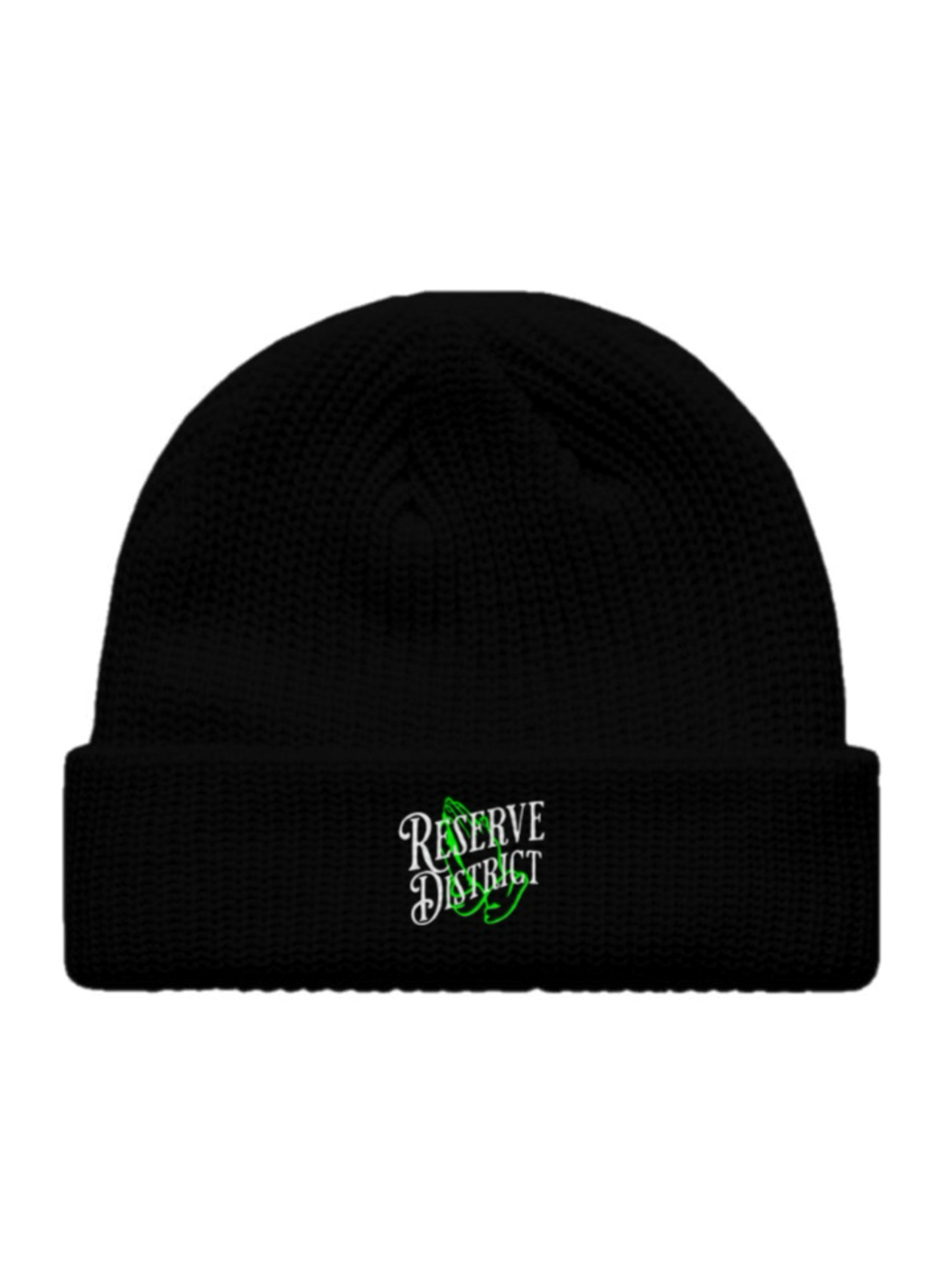 Reserve District (Lime Green Logo) Fisherman Beanie-Black