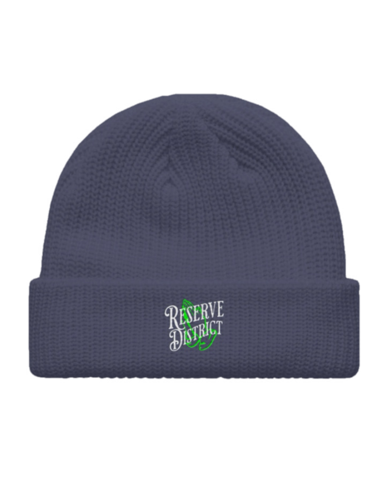 Reserve District (Lime Green Logo) Fisherman Beanie-Blue