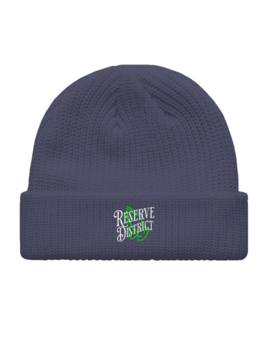 Reserve District (Lime Green Logo) Fisherman Beanie-Blue